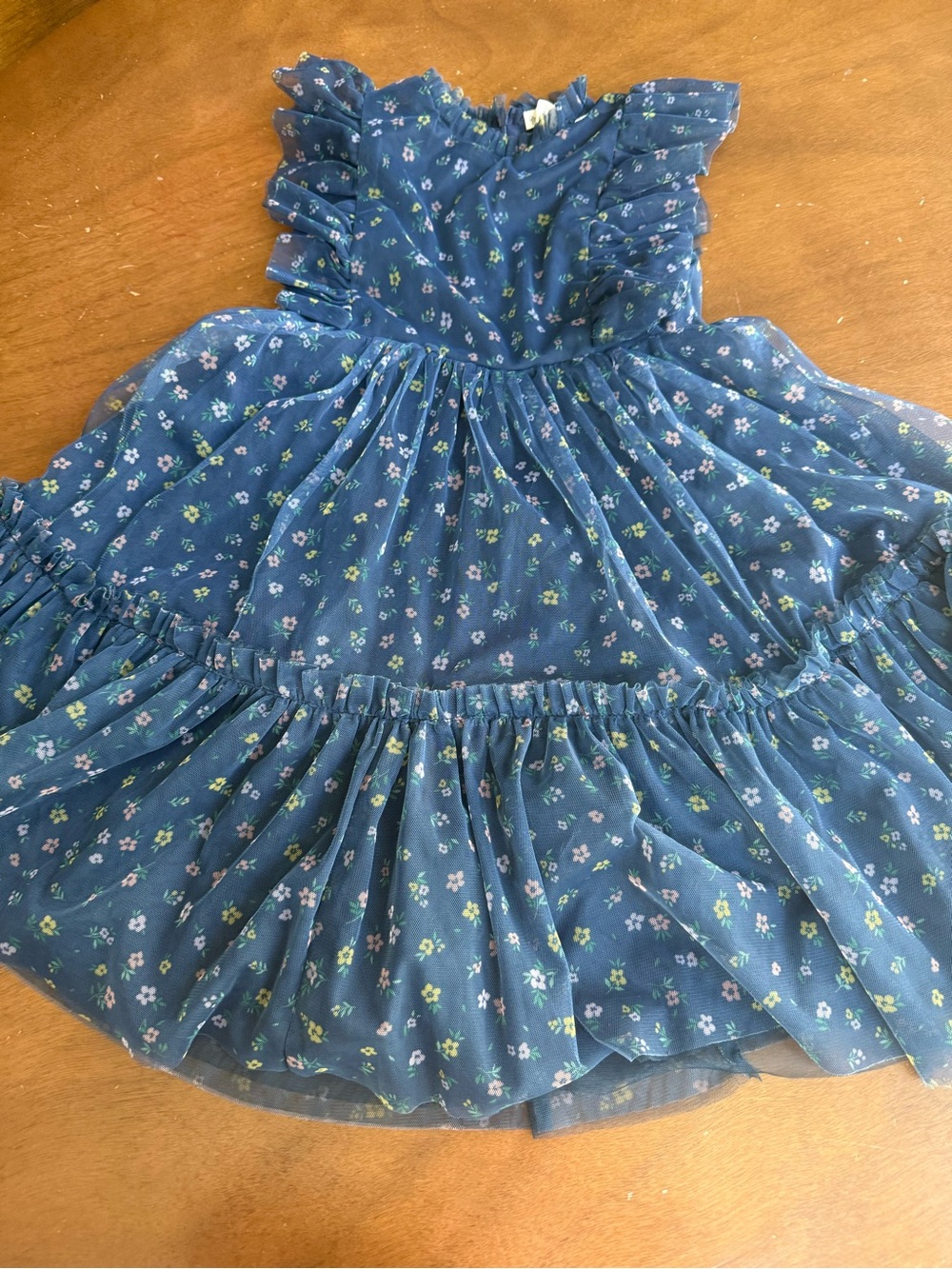 Blue Floral Ruffle Girls' Formal Dress